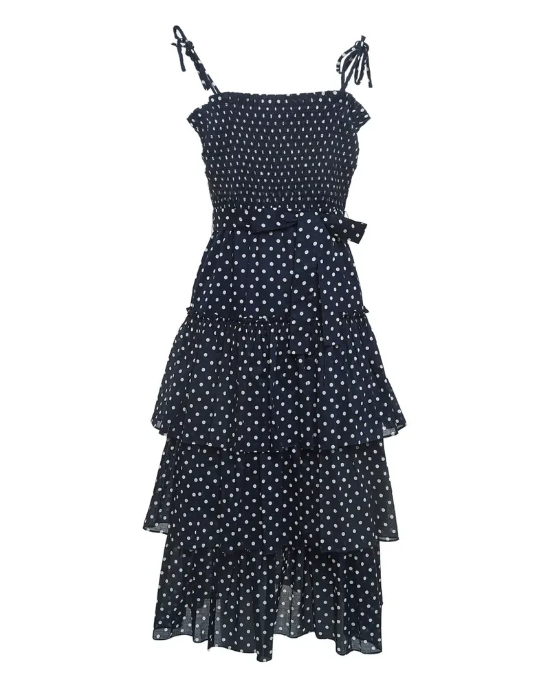 Tory Burch 2023 gestuftes Midikleid mit Polka Dots - Blau Blau
