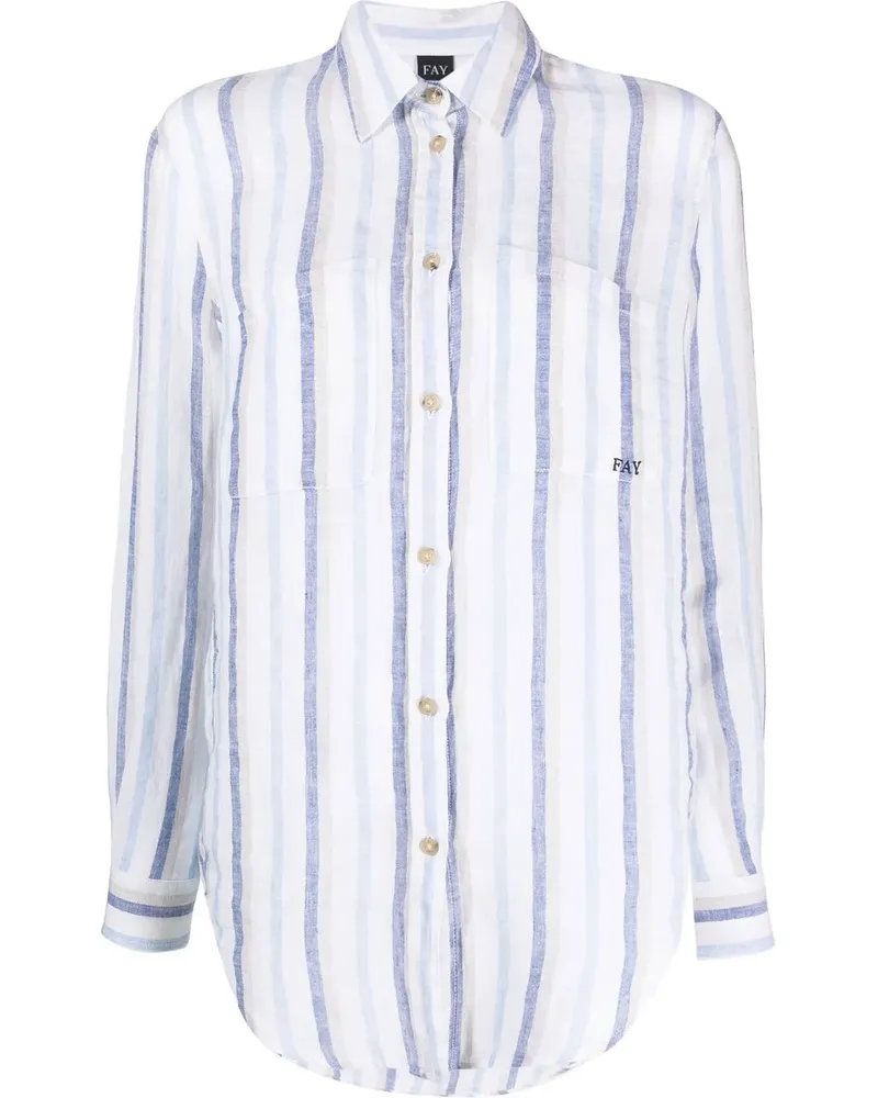 Fay Hemd mit Längsstreifen - Weiß Weiß