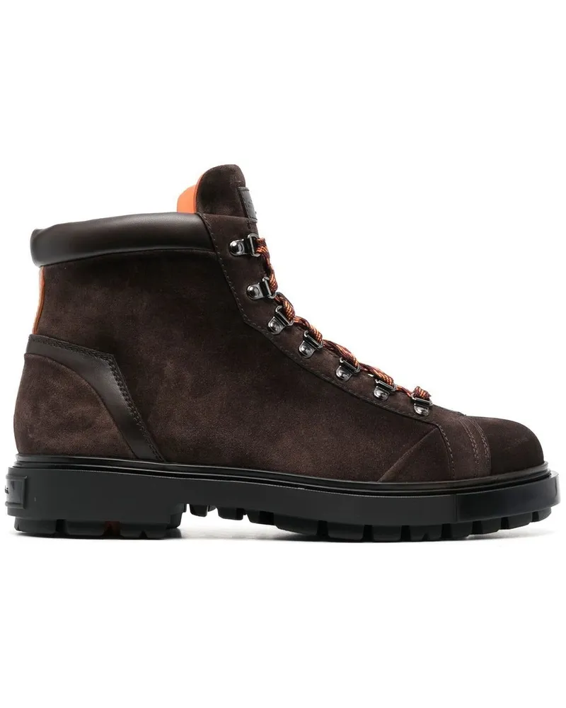 Santoni Schnürstiefel aus Wildleder - Braun Braun