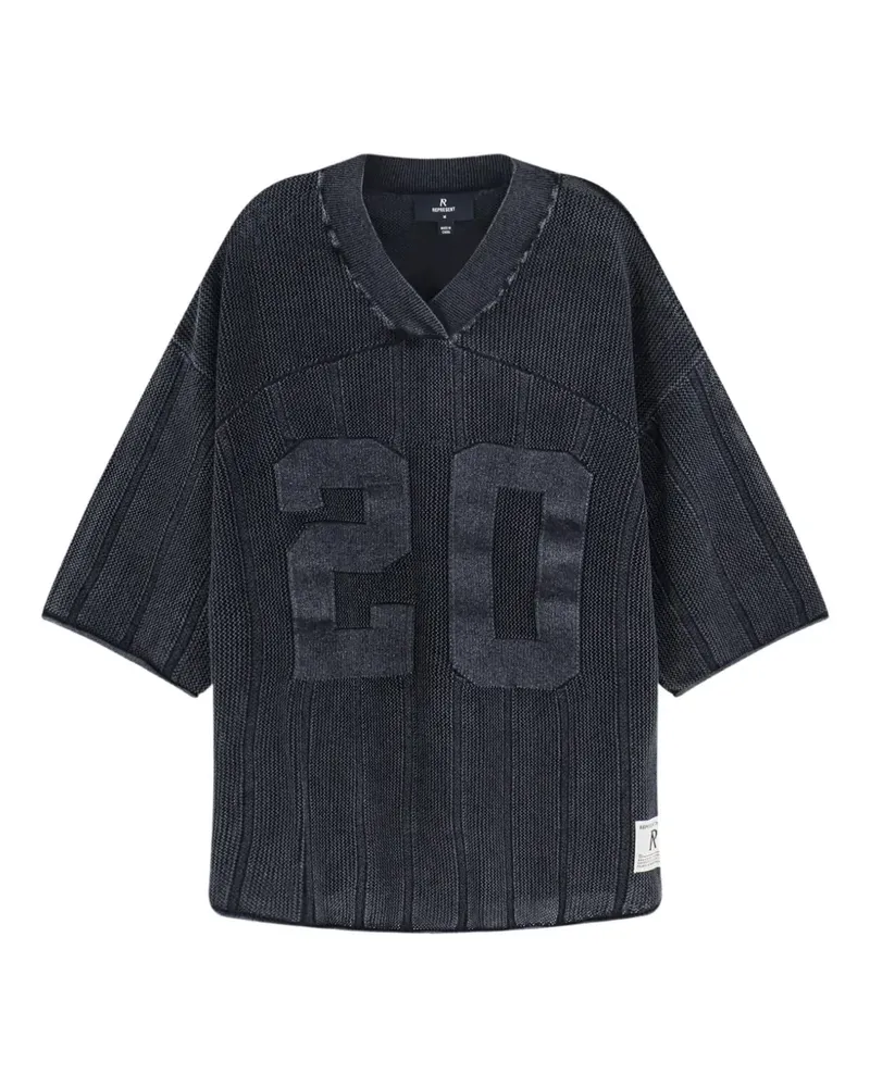 REPRESENT ribbed V-neck oversized T-shirt - Grau Grau