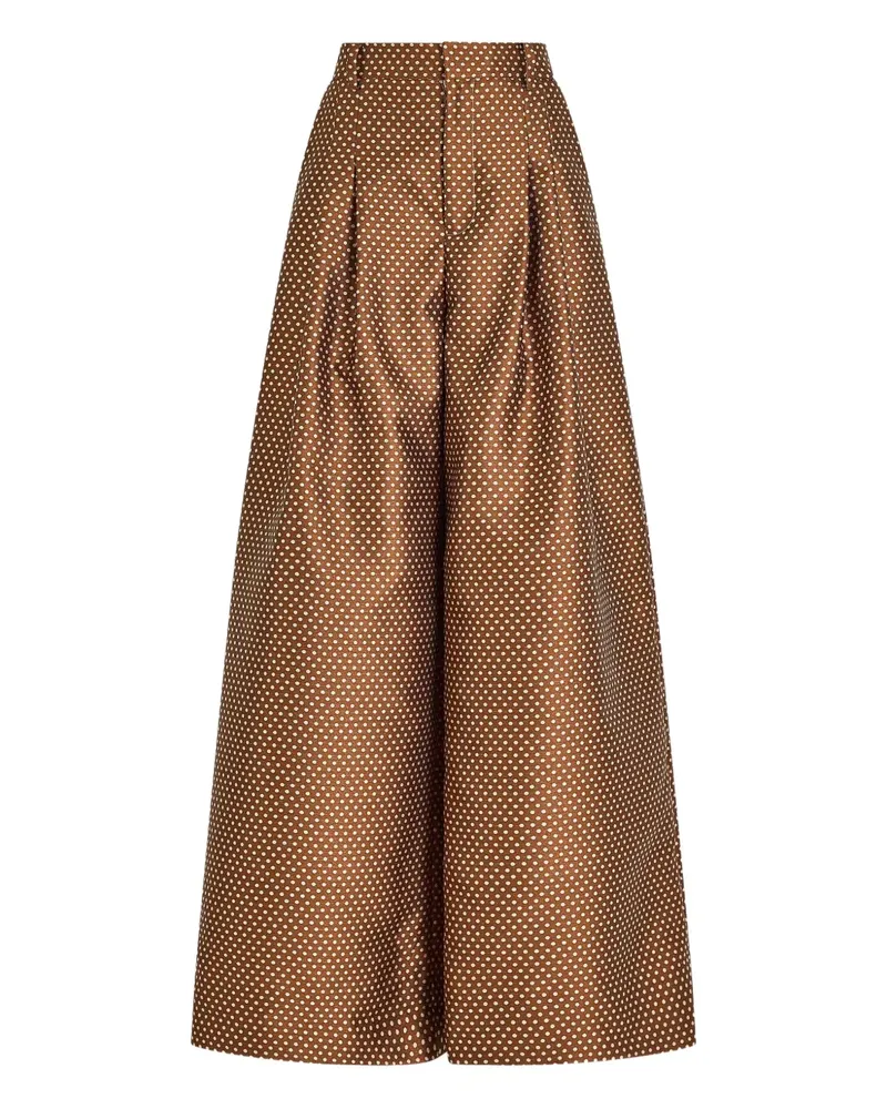 Rosie Assoulin Plissierte Palazzohose mit Polka Dots - Braun Braun