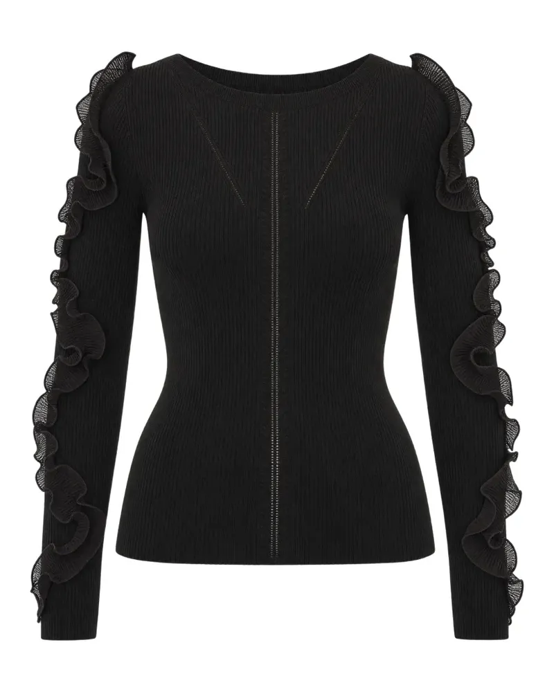 Liu Jo ruffled ribbed-knit sweater - Braun Braun