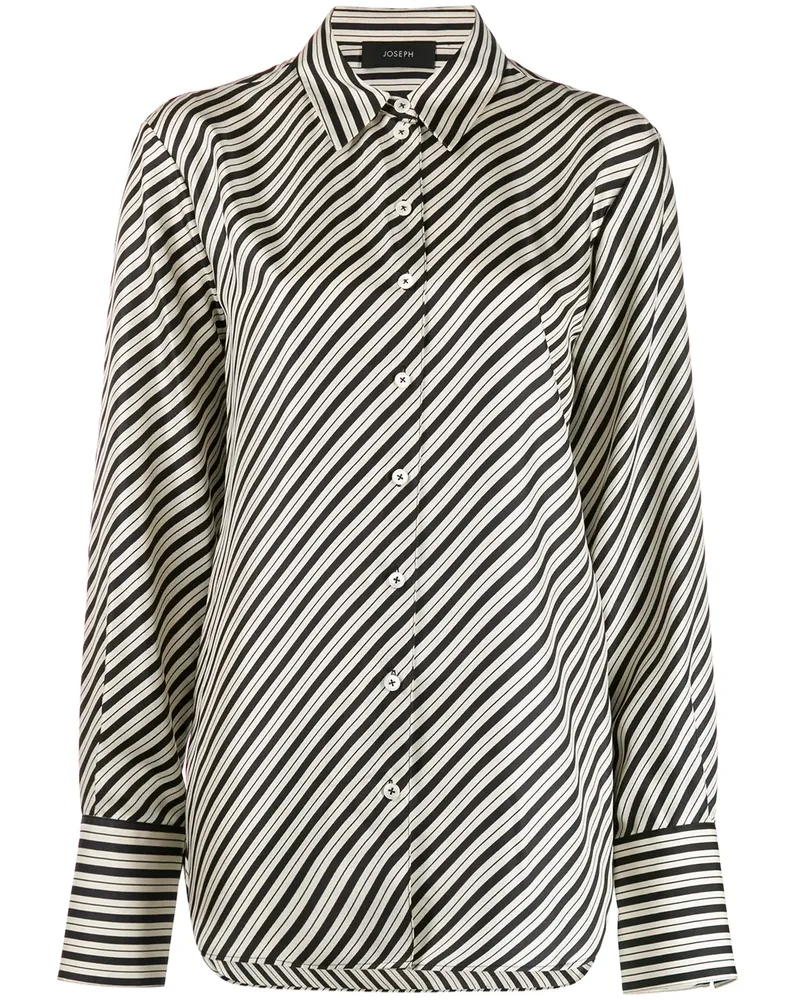 Joseph Gestreiftes Seidenhemd - Schwarz Schwarz