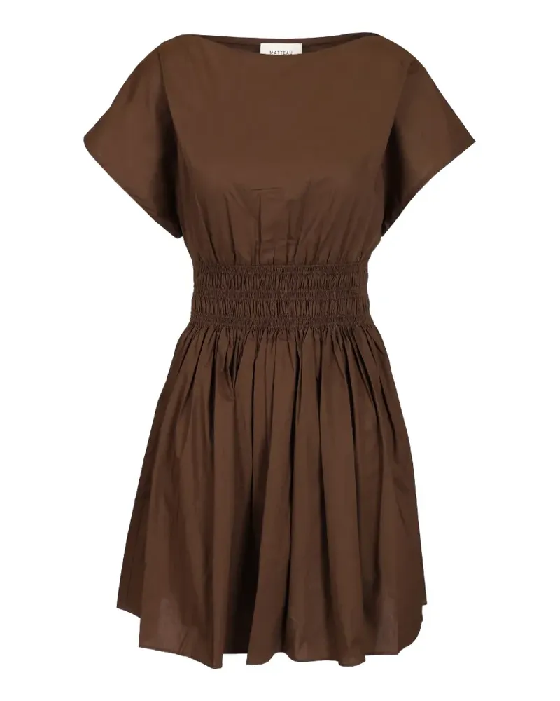 Matteau shirred-waist organic cotton mini dress - Braun Braun