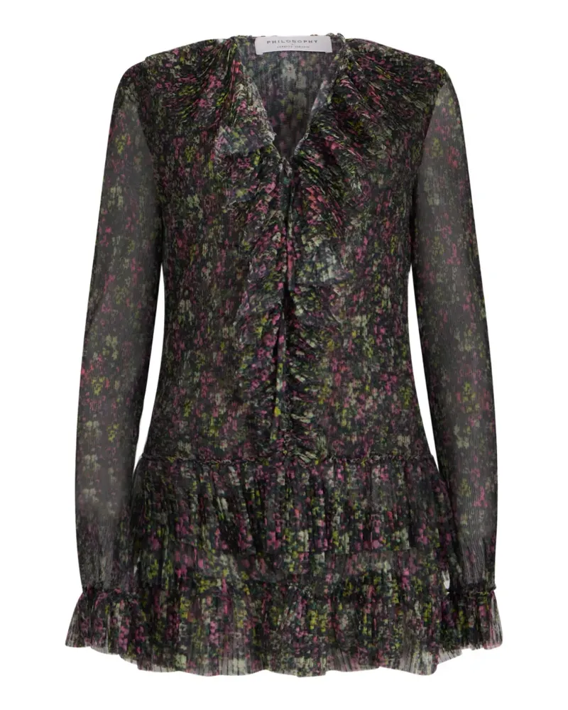 Philosophy Di Lorenzo Serafini Gerüschte Bluse mit Blumenmuster - Schwarz Schwarz