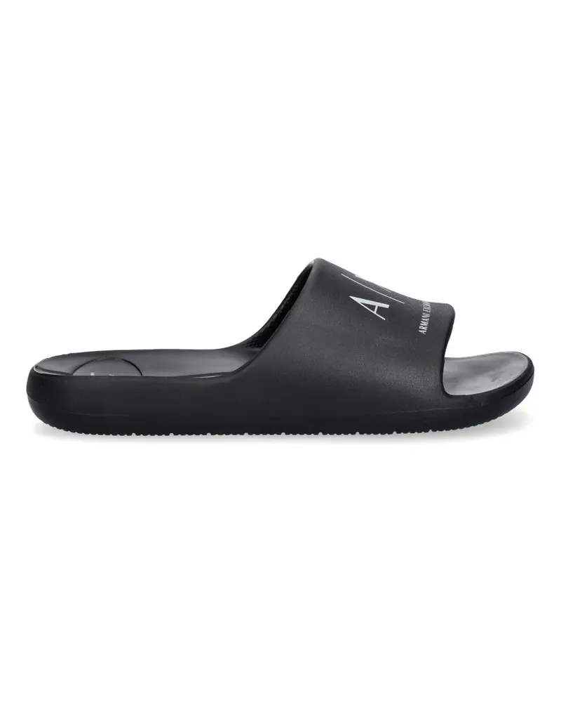 Armani Exchange logo-print slides - Schwarz Schwarz