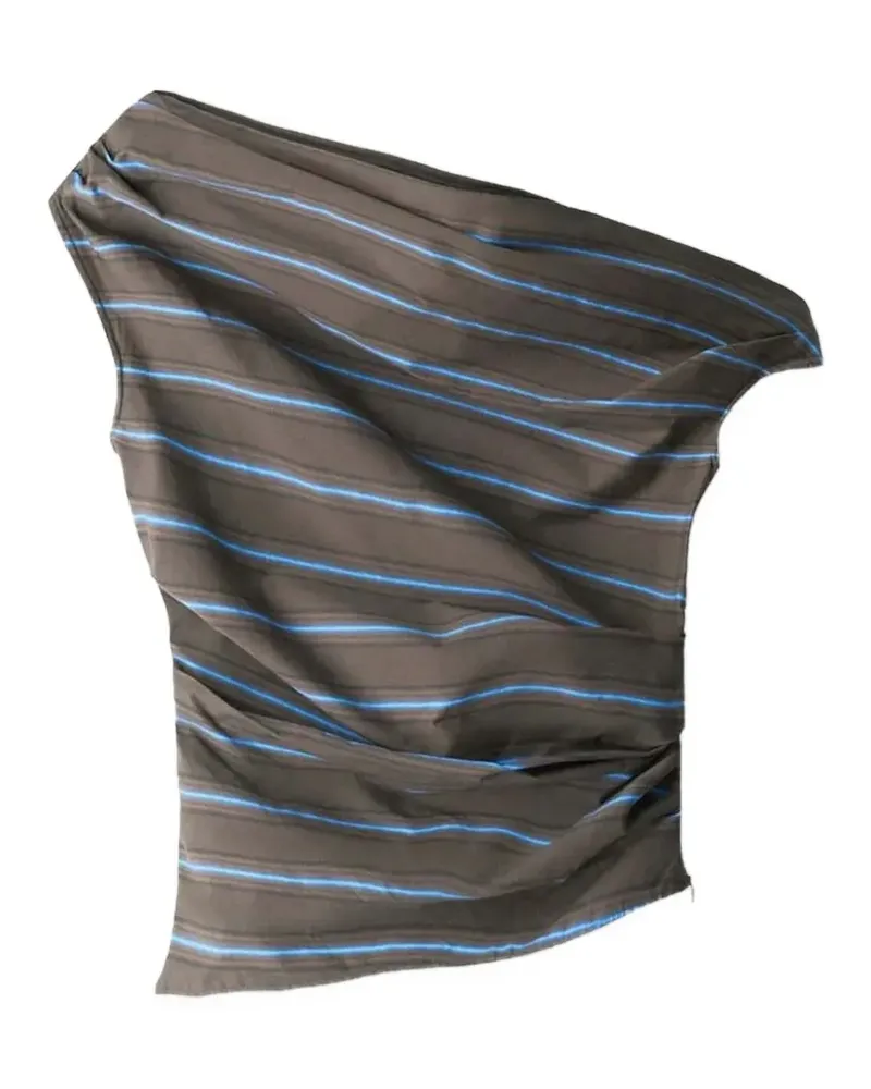 STAUD striped one-shoulder top - Braun Braun