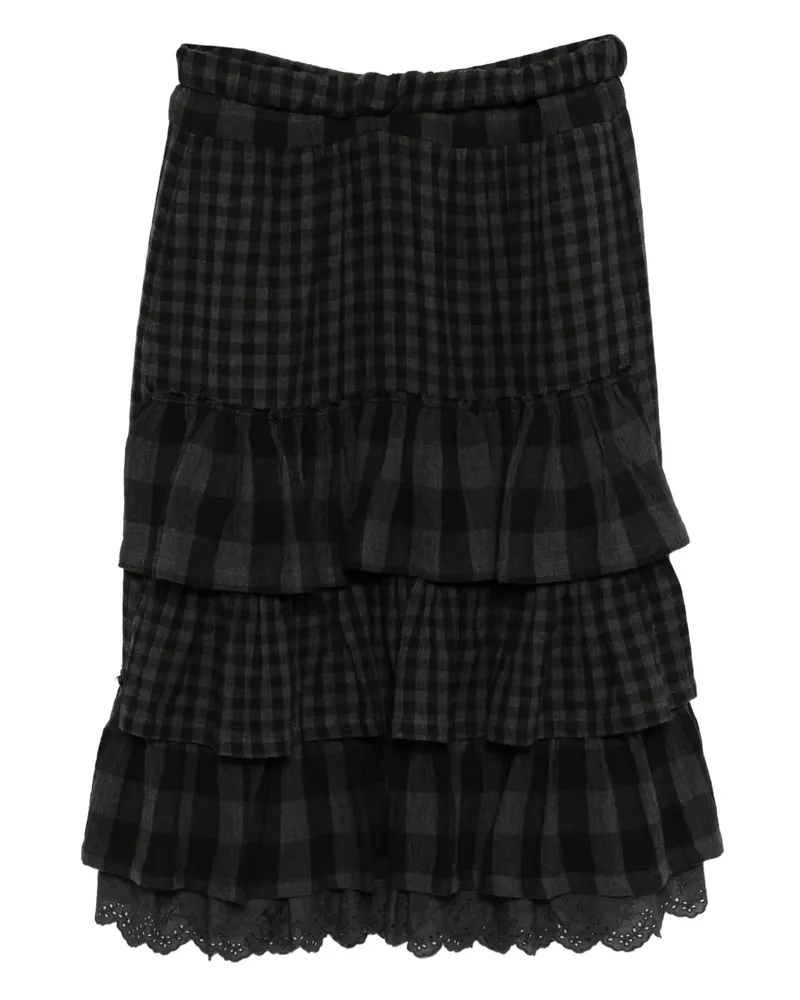 OPEN YY Gestufter Rock mit gerolltem Bund - Schwarz Schwarz