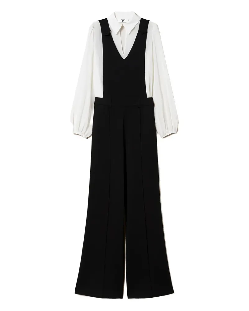 Twin-Set Weiter Jumpsuit mit V-Ausschnitt - Schwarz Schwarz