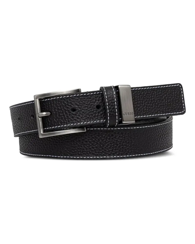 Guess pebbled contrast-stitch belt - Schwarz Schwarz