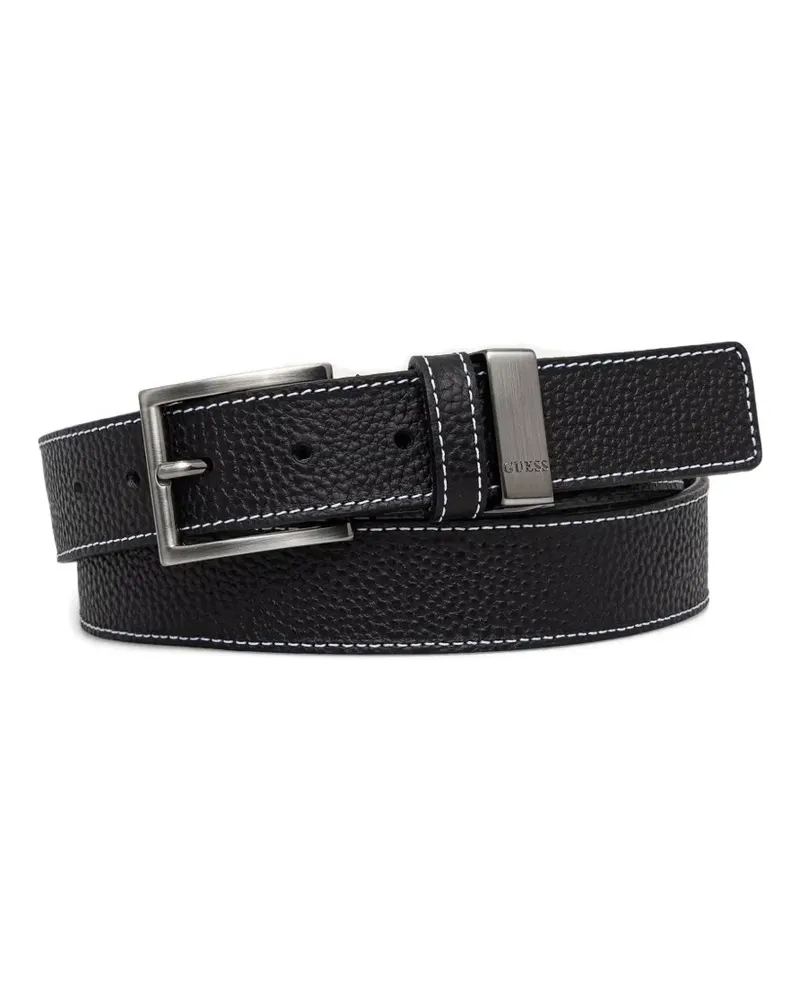 Guess pebbled contrast-stitch belt - Schwarz Schwarz