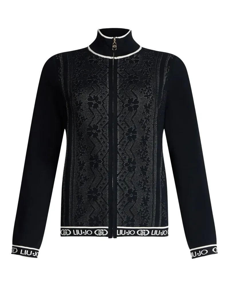 Liu Jo Stehkragen-Cardigan mit Spitzenoptik - Schwarz Schwarz