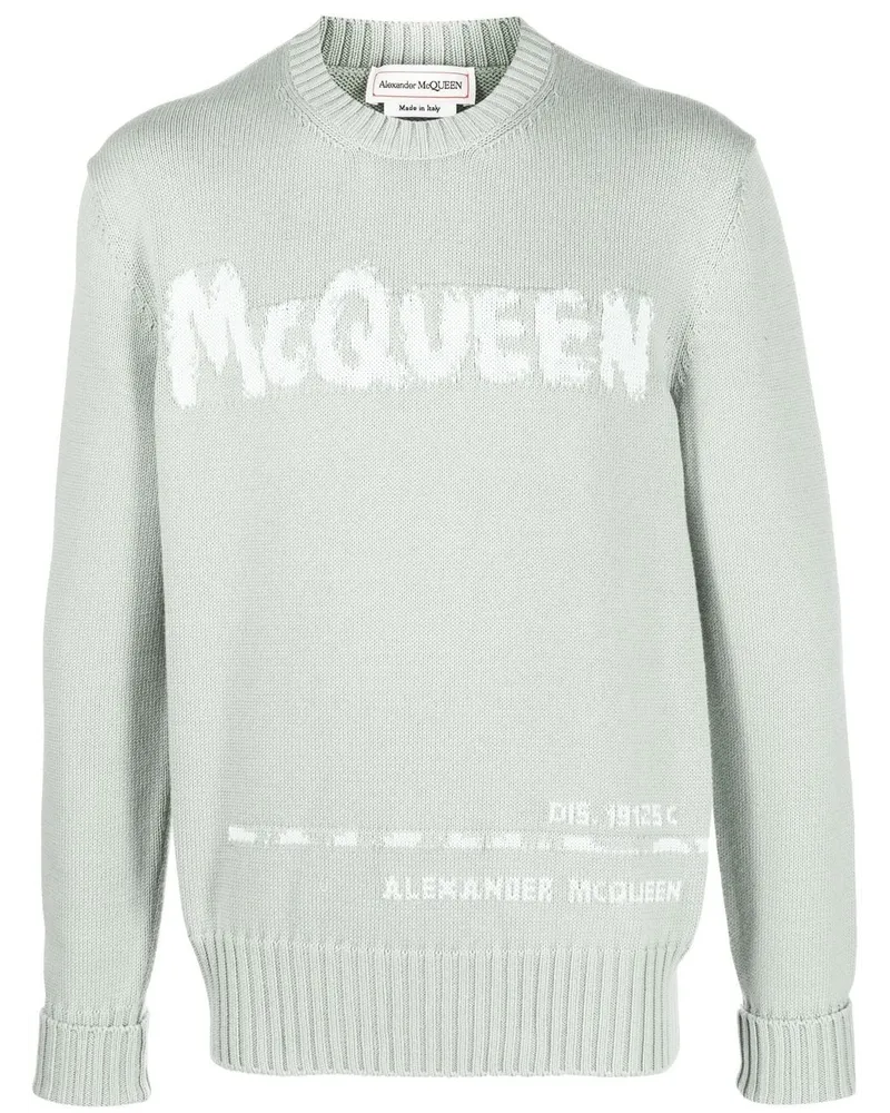Alexander McQueen Pullover mit Intarsien-Logo - Grün Grün