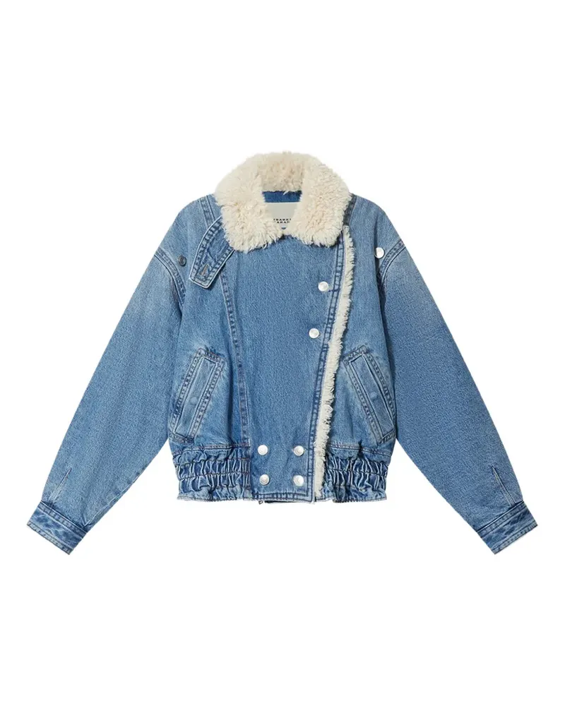 Isabel Marant Valineo denim jacket with curly faux-fur collar - Blau Blau