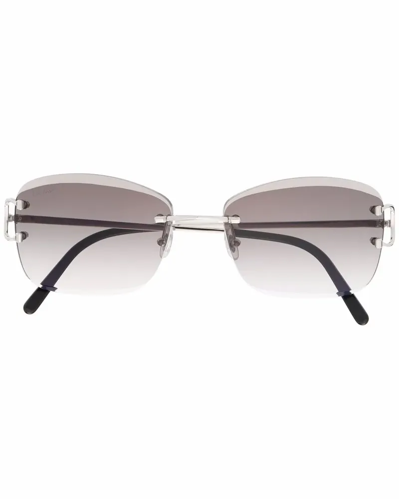 Cartier Eckige C Décor Sonnenbrille - Silber Silber