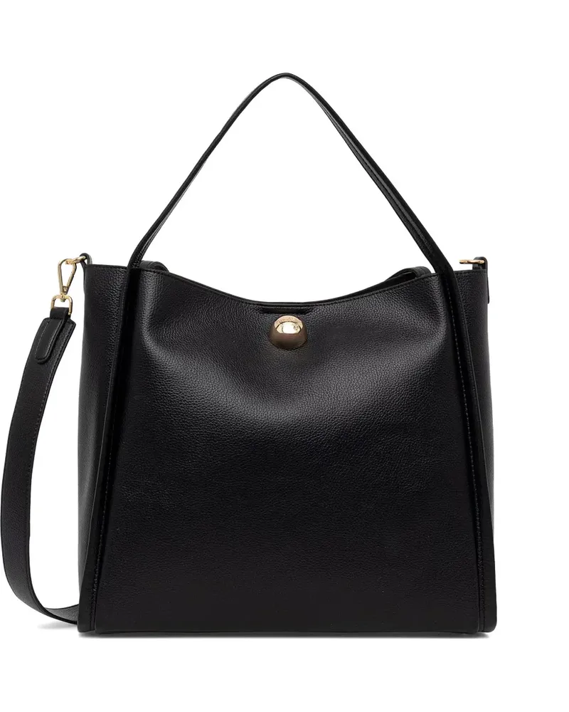 Twin-Set Schultertasche mit Logo-Schild - Schwarz Schwarz