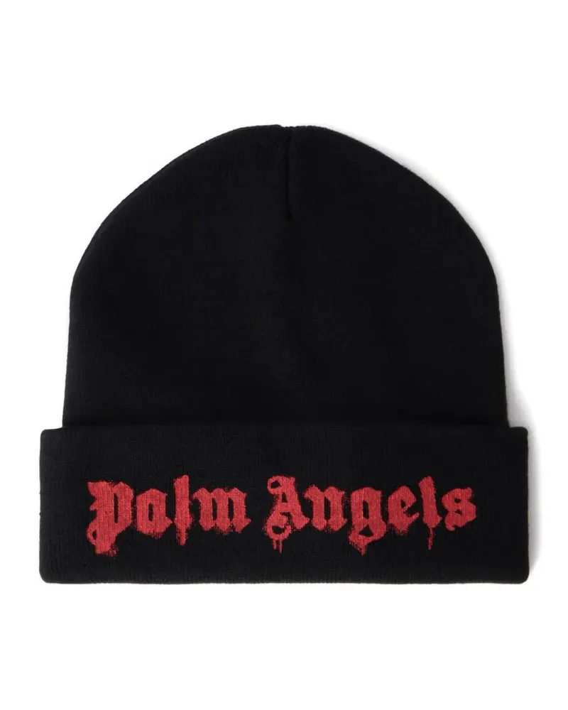 Palm Angels dripping logo beanie hat - Schwarz Schwarz