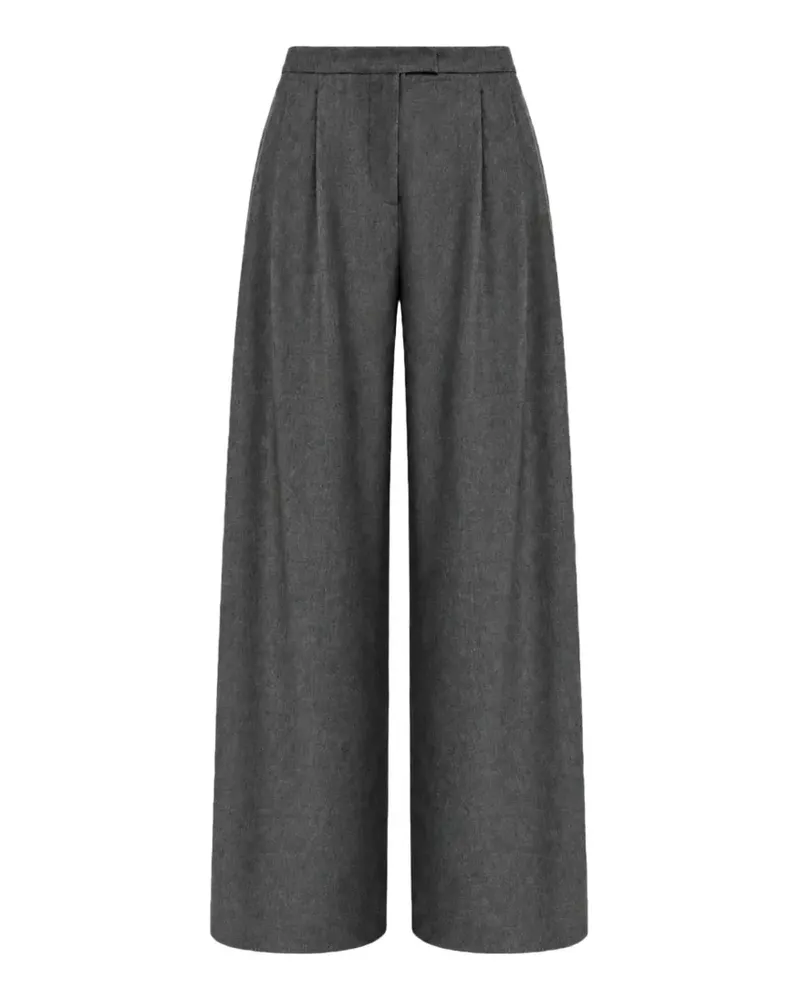 Max Mara Ausgestellte Hose aus Wollflanell - Grau Grau