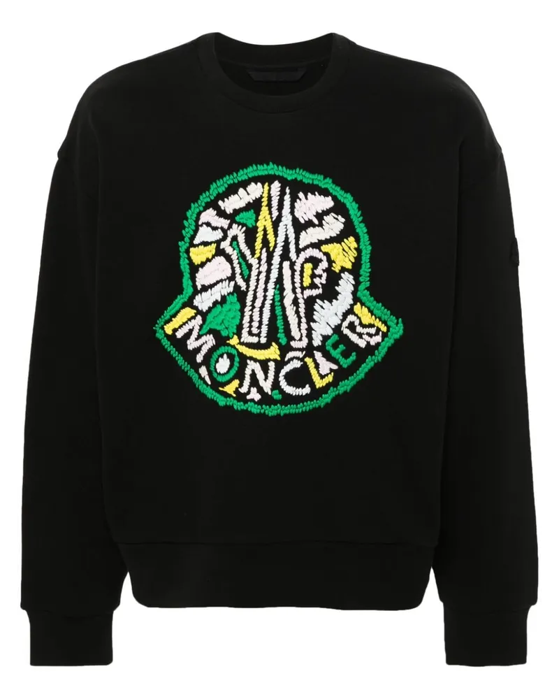 Moncler Sweatshirt mit Logo-Stickerei - Schwarz Schwarz