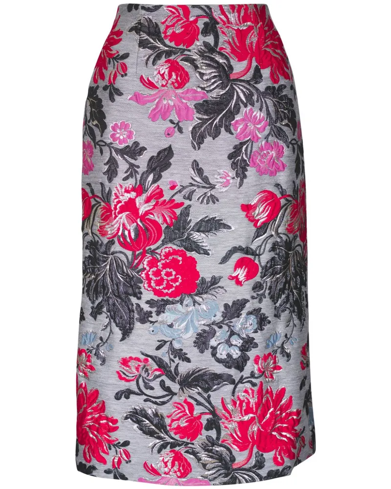 Carolina Herrera New York Jacquard-Midirock mit Blumenmuster - Grau Grau