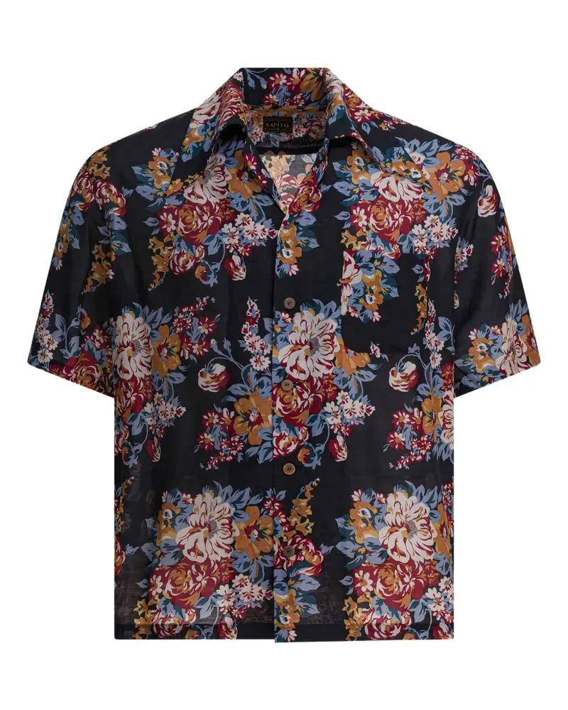 KAPITAL Hemd mit Tasche aus floraler Spitze - Schwarz Schwarz