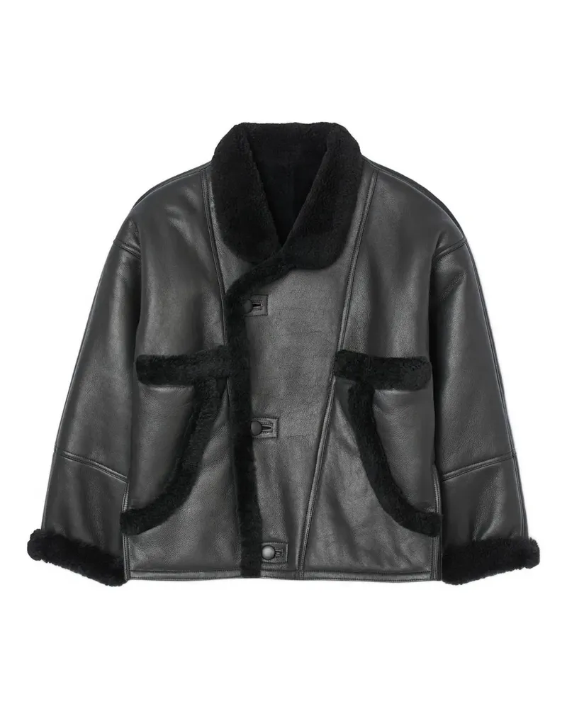 Sandro Mantel mit Shearling-Besatz - Schwarz Schwarz