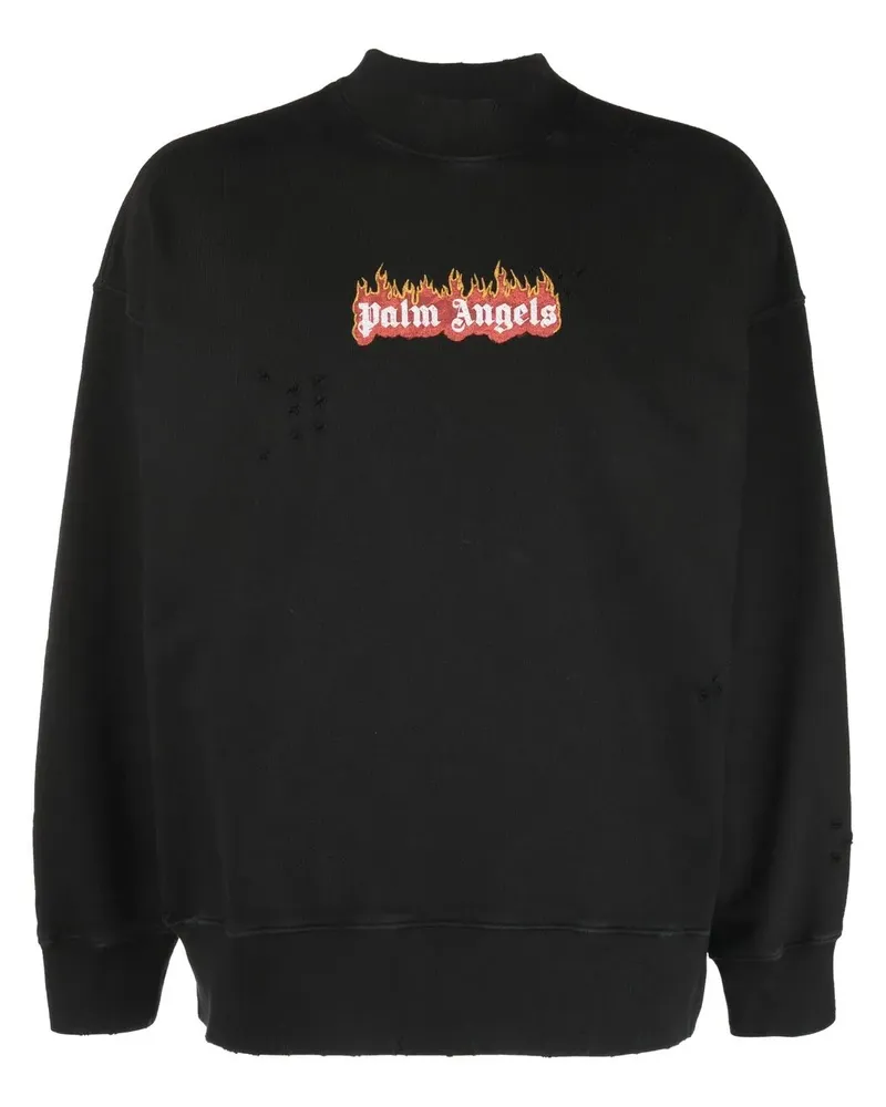 Palm Angels Sweatshirt mit Logo-Print - Schwarz Schwarz