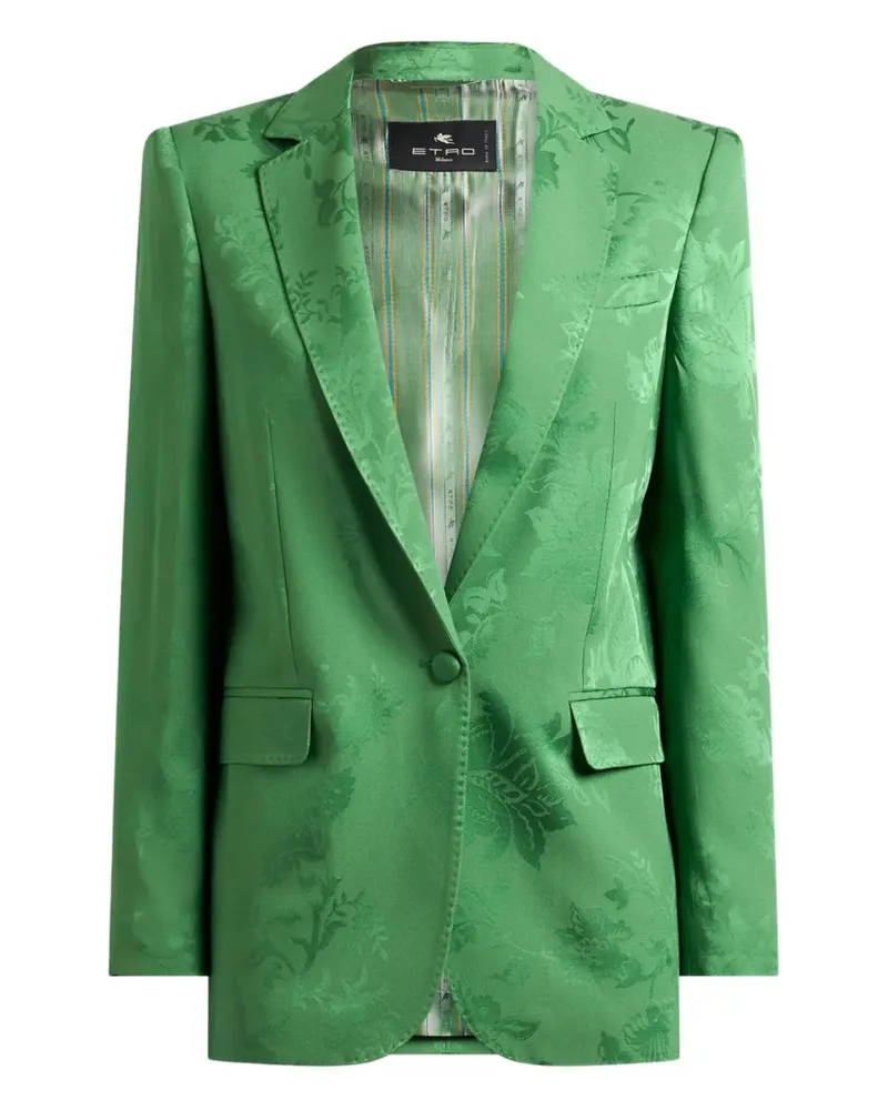 Etro Einreihiges Jacquard-Sakko mit Blumenmotiv - Grün Grün