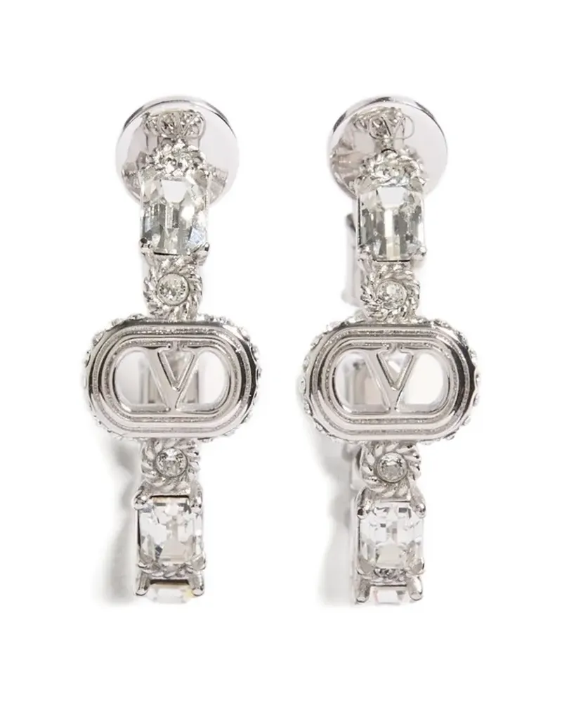Valentino Garavani Oval metal earrings with Swarovski® crystals - Silber Silber