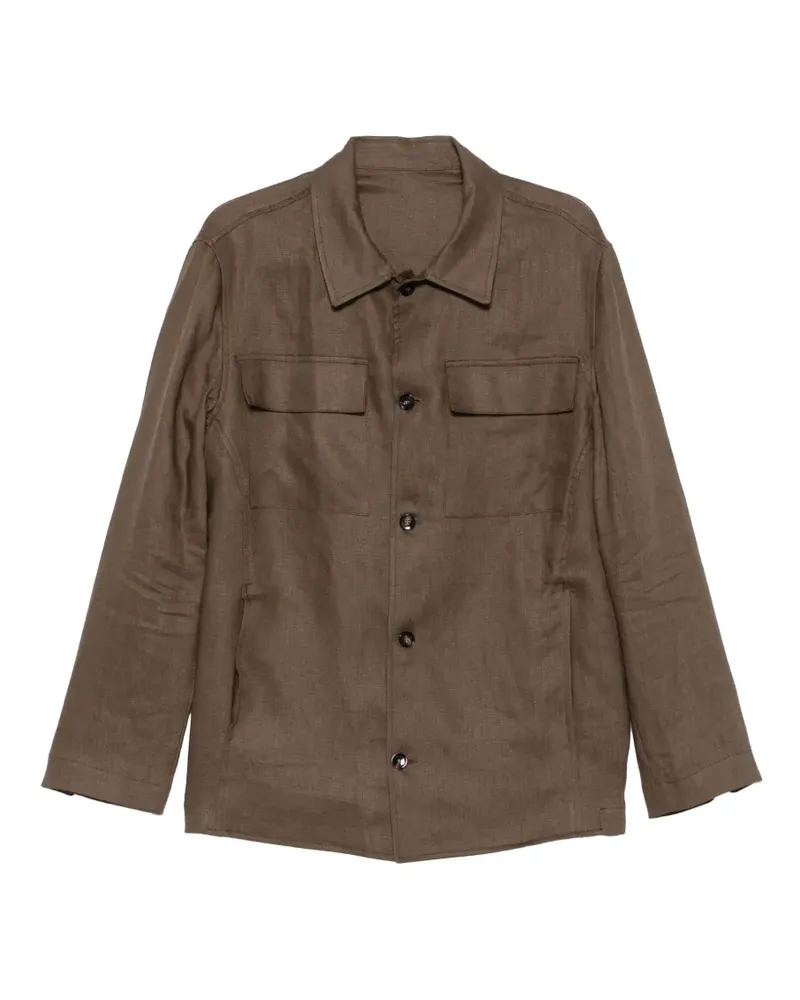 MICHAEL COAL James pocket button-fastening overshirt - Braun Braun