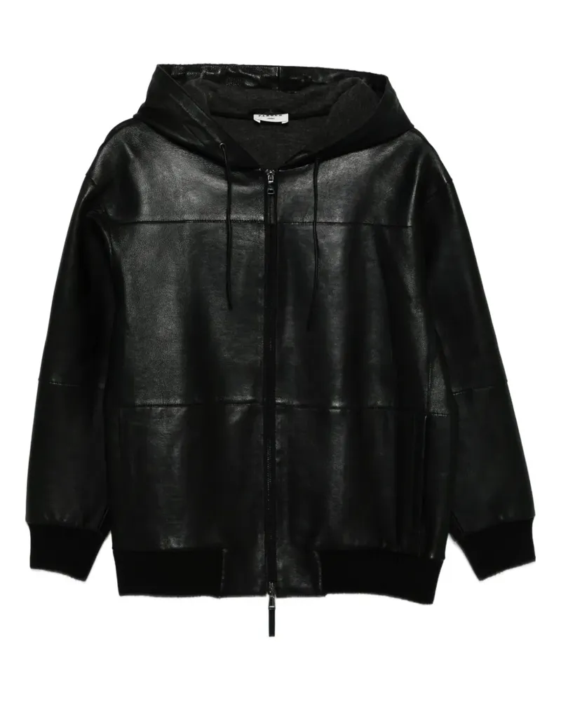 P.A.R.O.S.H. P.A.R.O H. Lederjacke mit Kapuze - Schwarz Schwarz