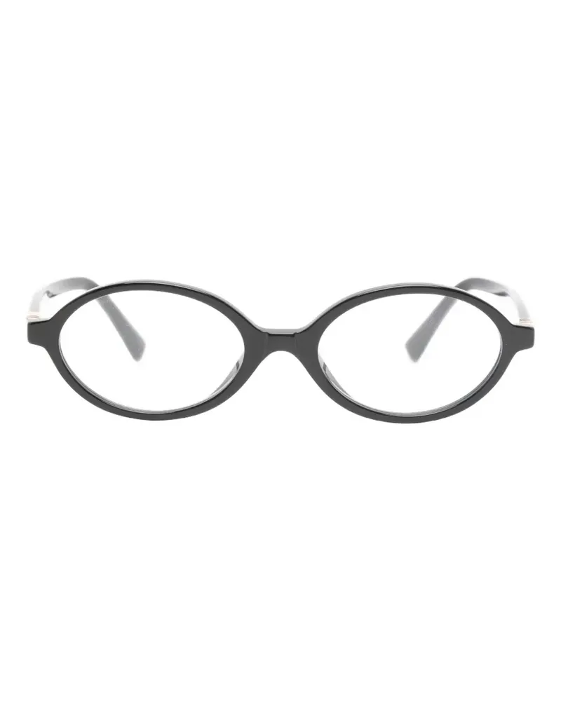 Miu Miu logo-plaque oval-frame glasses - Schwarz Schwarz