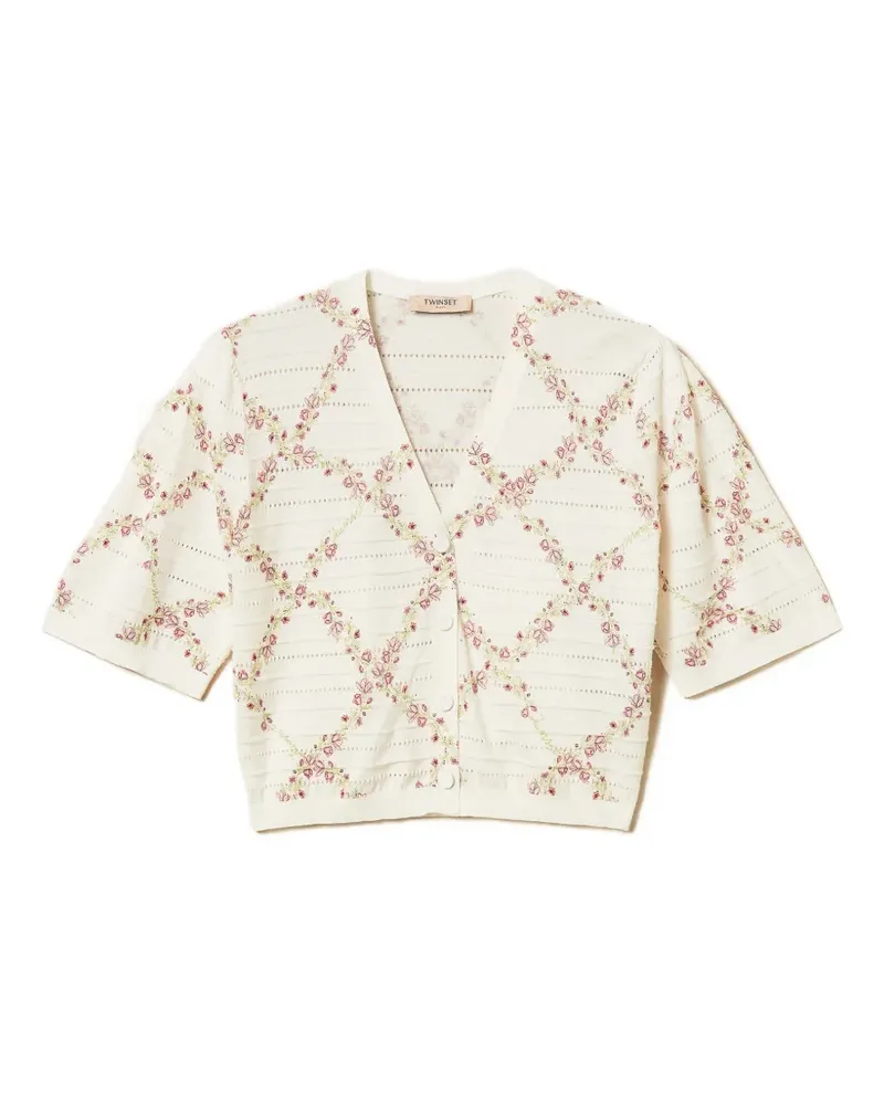 Twin-Set Strickmantel mit Blumenmuster - Nude Nude