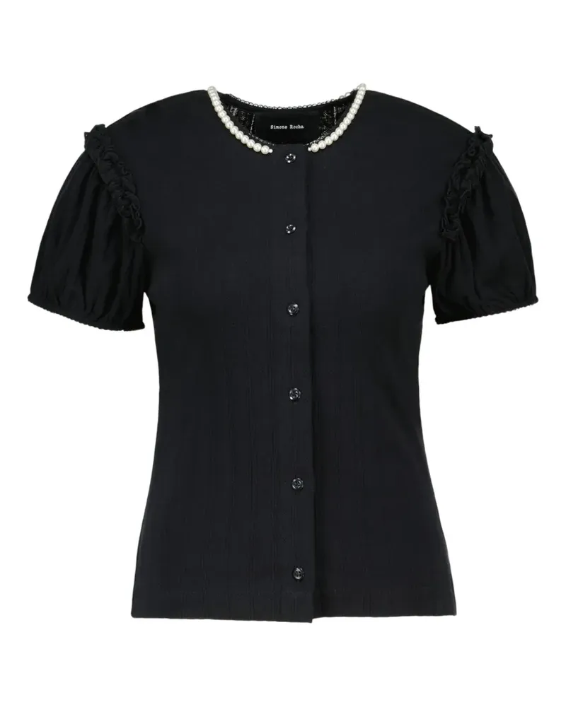 Simone Rocha pointelle puff-sleeve cardigan - Schwarz Schwarz