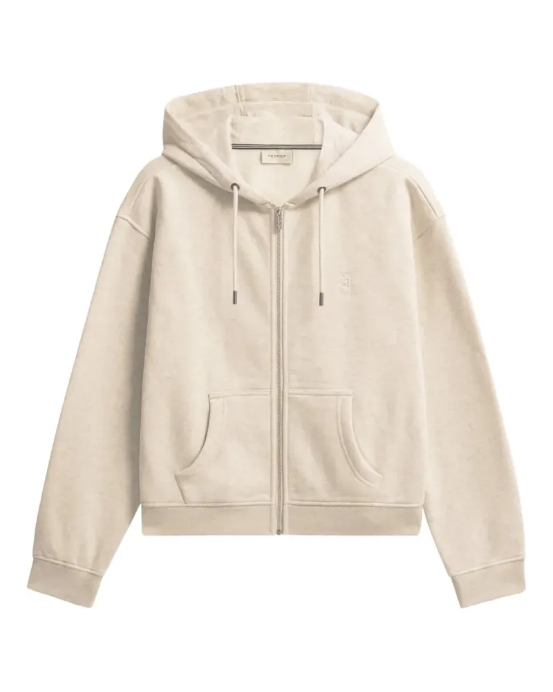 Pringle of Scotland logo-embroidered zip-up hoodie - Nude Nude
