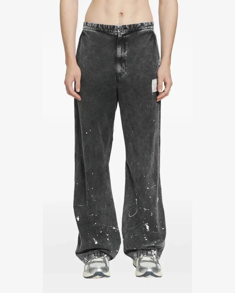 MIHARAYASUHIRO distressed paint-splatter jeans - Schwarz Schwarz