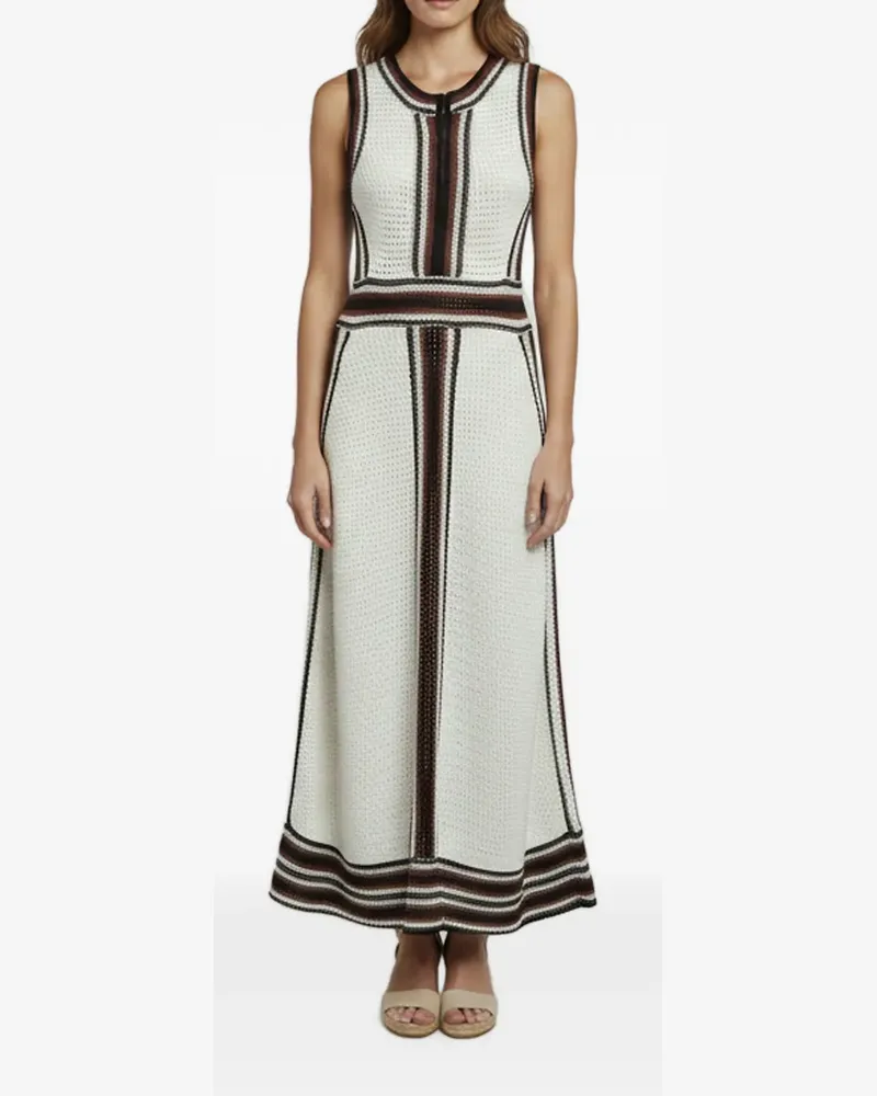 FourTwoFour on Fairfax striped crochet maxi dress - Nude Nude