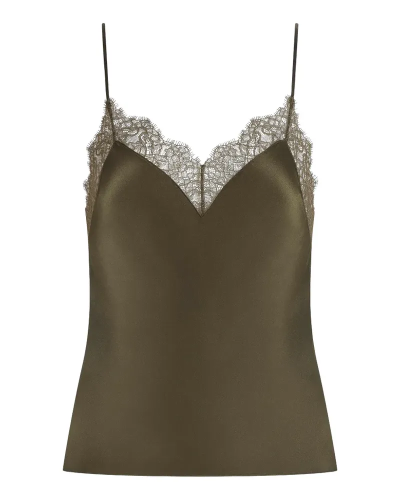 Maison Close Camisole-Seidentop mit Spitzenbesatz - Grün Grün