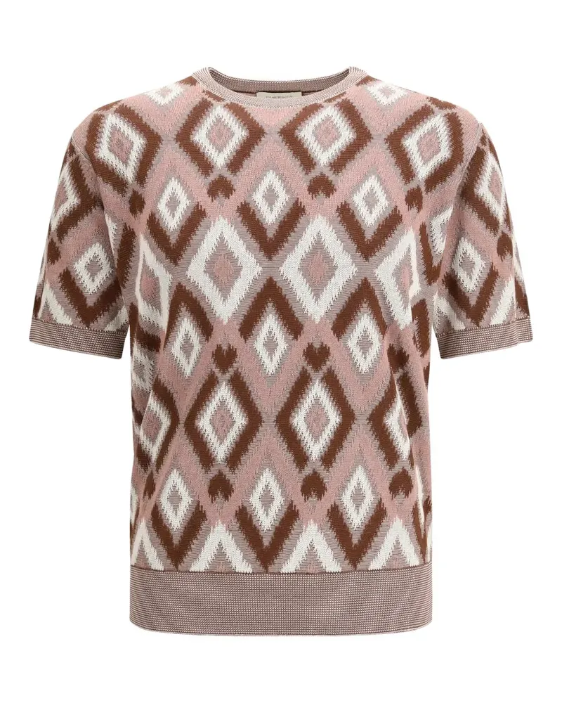 PIACENZA 1733 T-Shirt mit Argyle-Muster - Rosa Rosa