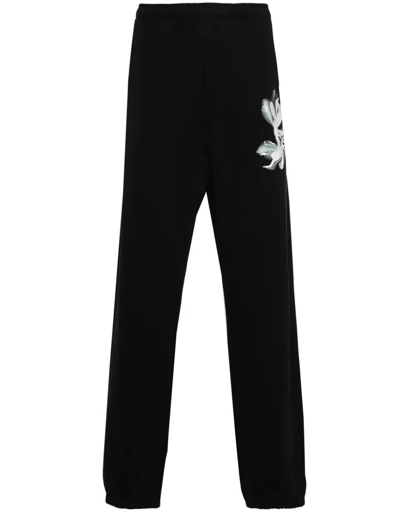 Y-3 Jogginghose mit Blumen-Print - Schwarz Schwarz