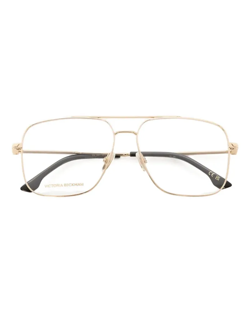 Victoria Beckham double-bridge square-frame glasses - Gold Gold