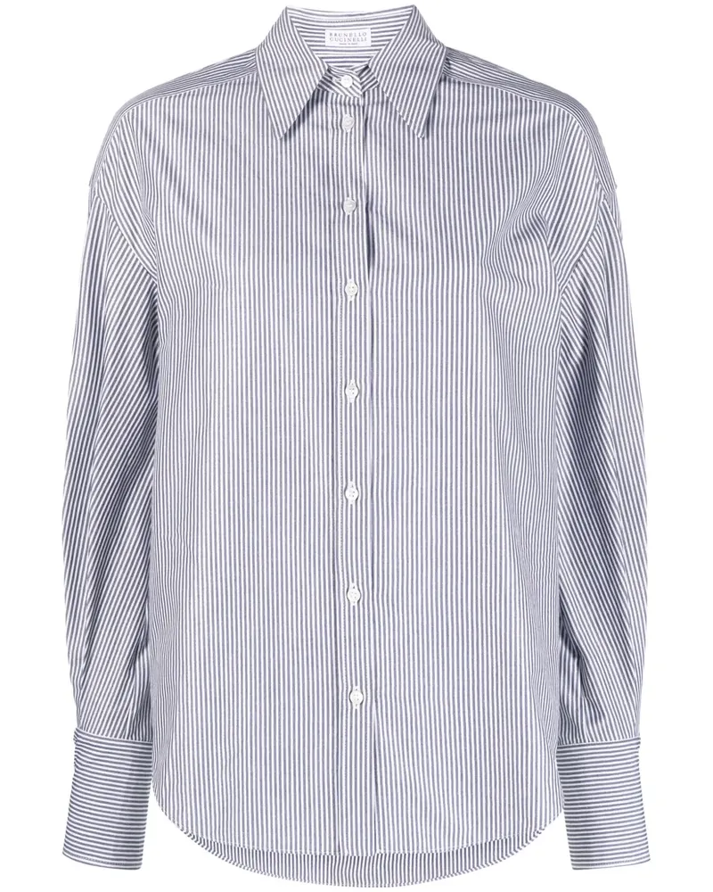 Brunello Cucinelli Gestreiftes Hemd - Weiß Weiß
