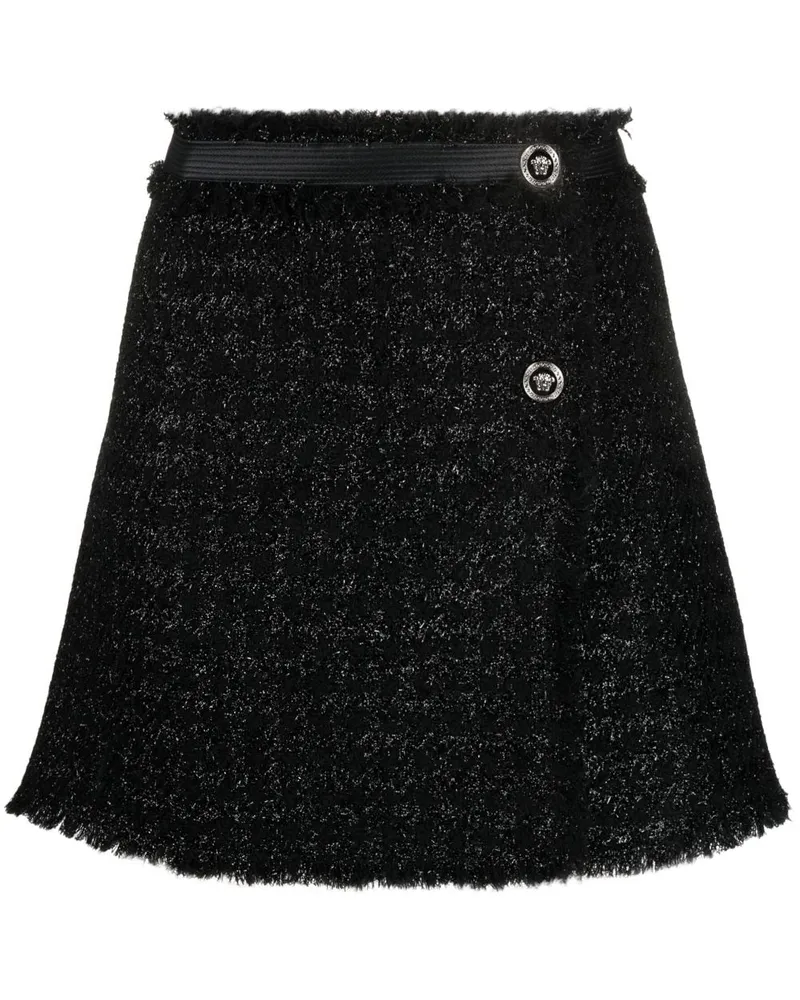 Versace Ausgefranster Tweed-Minirock - Schwarz Schwarz