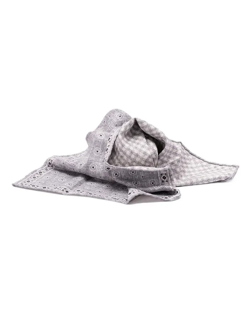 Brunello Cucinelli Gemusterter Seidenschal - Grau Grau