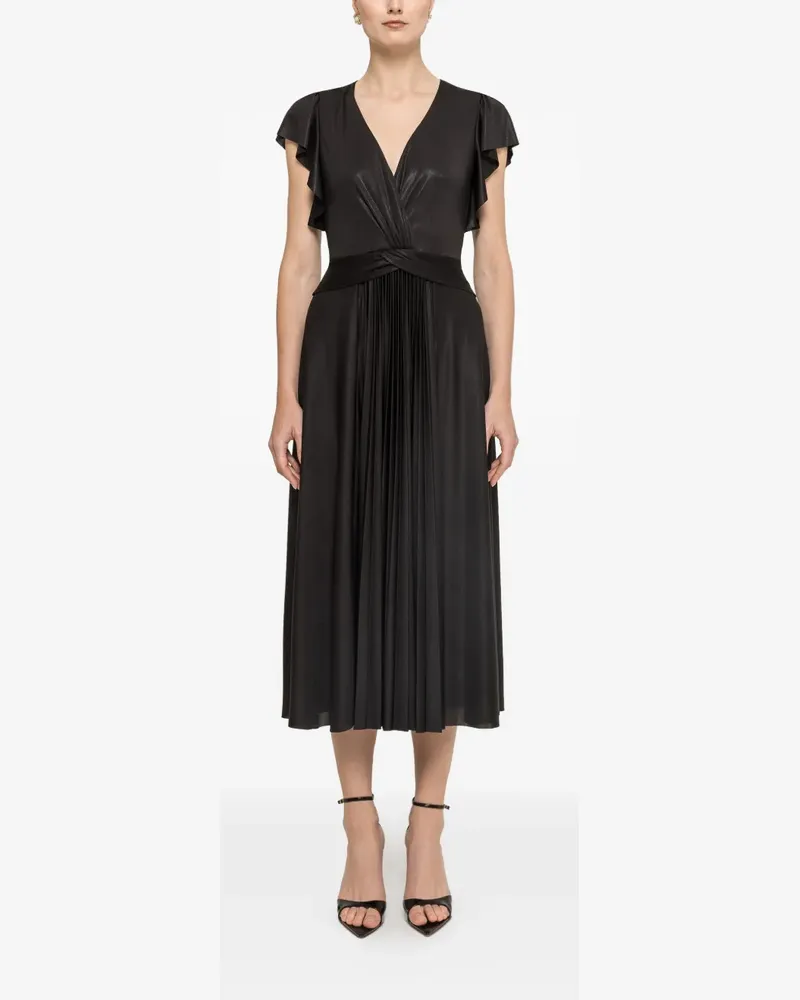 NISSA glossy-effect midi dress - Schwarz Schwarz