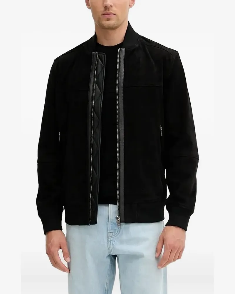 HUGO BOSS Bomberjacke mit Reißverschluss - Schwarz Schwarz