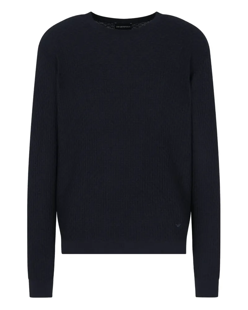 Emporio Armani Pullover in Waffelstrick - Blau Blau