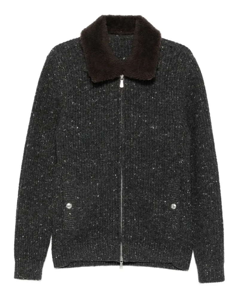 Eleventy Gerippter Cardigan mit Reißverschluss - Grau Grau