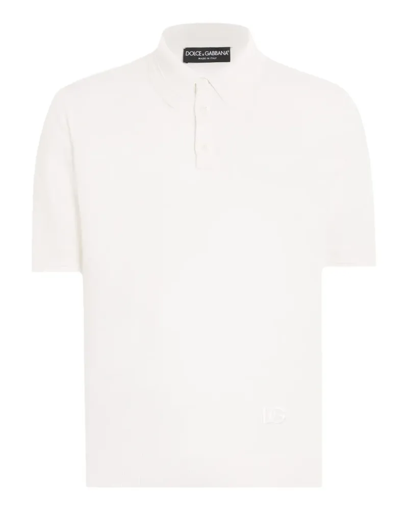 Dolce & Gabbana Poloshirt mit Logo-Stickerei - Weiß Weiß