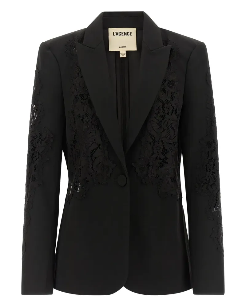 L'Agence Clementine lace-insert single-breasted blazer - Schwarz Schwarz